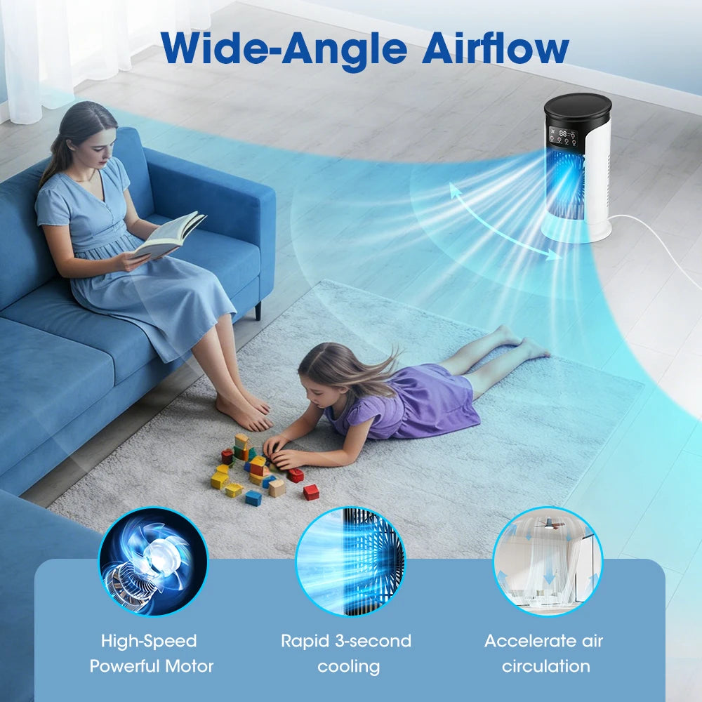 Desktop Air Conditioner Fan Portable Air Cooler Fan With LED Night Light Humidifier Mini Water & Ice Cooling Fan For Home Office