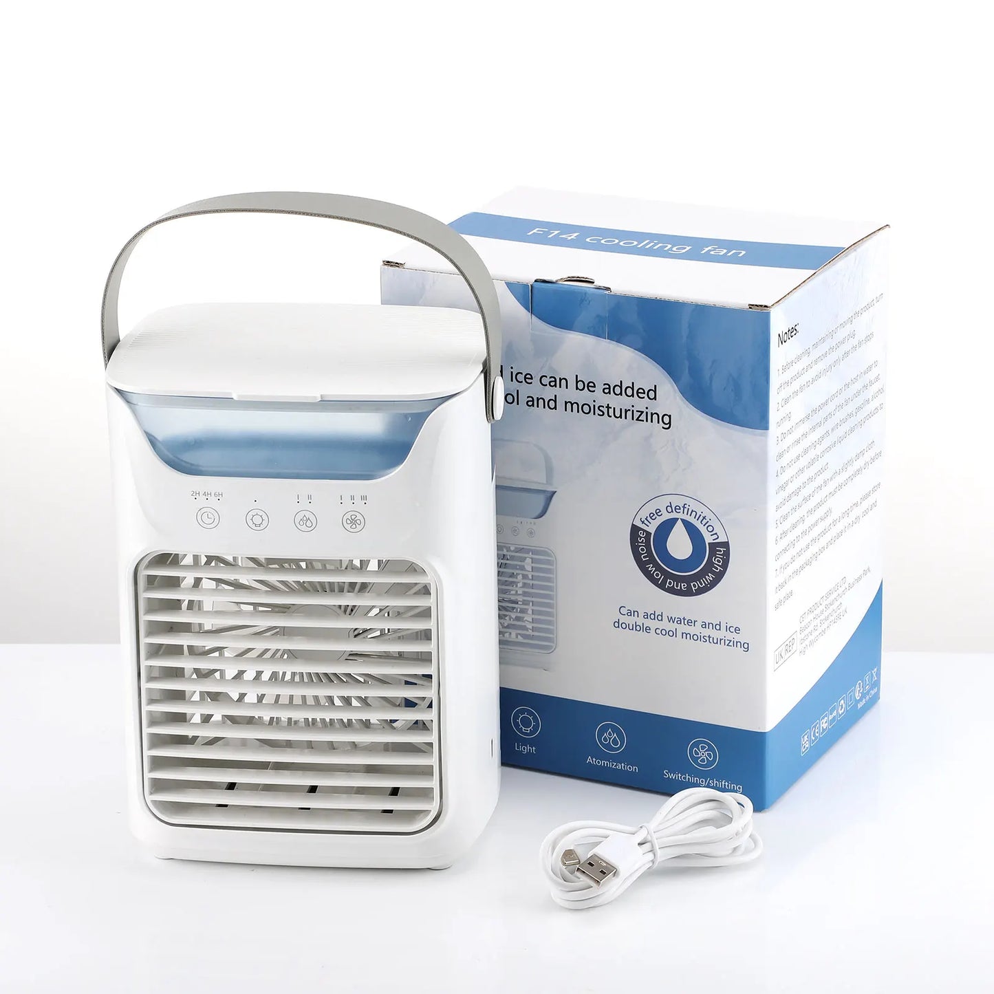 Desktop Air Conditioner Fan Portable Air Cooler Fan With LED Night Light Humidifier Mini Water & Ice Cooling Fan For Home Office