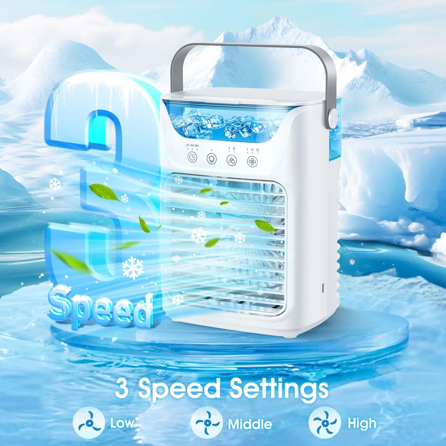 Desktop Air Conditioner Fan Portable Air Cooler Fan With LED Night Light Humidifier Mini Water & Ice Cooling Fan For Home Office