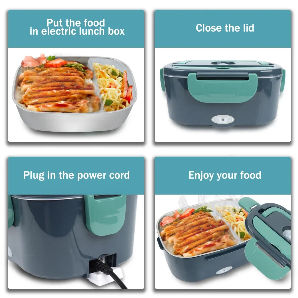 1.5L 60W Portable Electric Lunch Box,Leak Proof Design Car & Home Food Heater – Insulated Heated Lunch Container for Work Travel