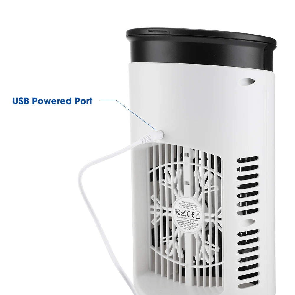 Desktop Air Conditioner Fan Portable Air Cooler Fan With LED Night Light Humidifier Mini Water & Ice Cooling Fan For Home Office