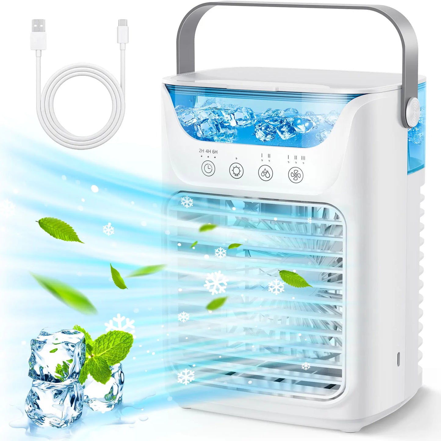 Desktop Air Conditioner Fan Portable Air Cooler Fan With LED Night Light Humidifier Mini Water & Ice Cooling Fan For Home Office