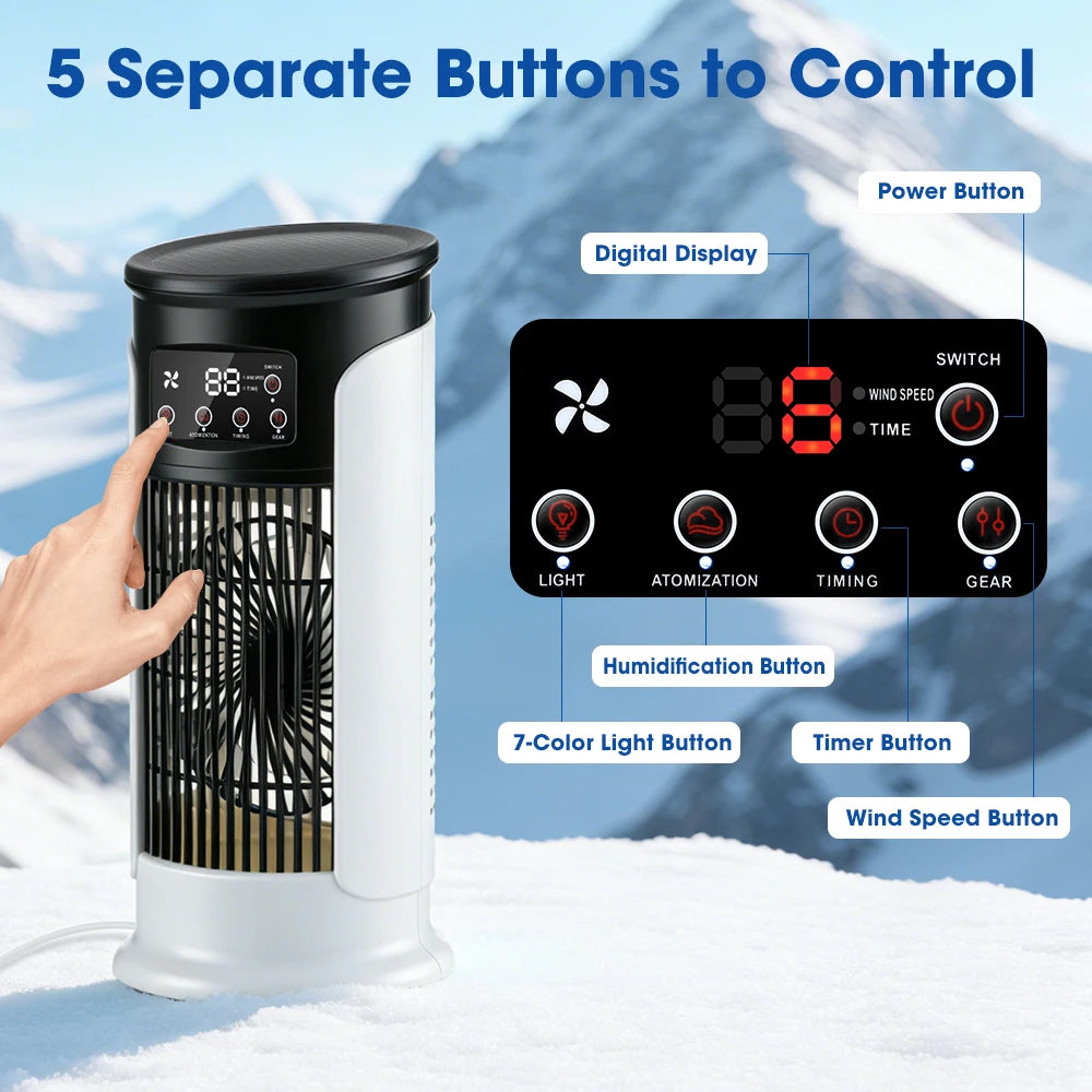 Desktop Air Conditioner Fan Portable Air Cooler Fan With LED Night Light Humidifier Mini Water & Ice Cooling Fan For Home Office