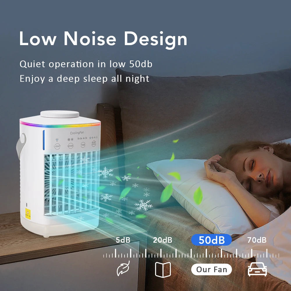 Desktop Air Conditioner Fan Portable Air Cooler Fan With LED Night Light Humidifier Mini Water & Ice Cooling Fan For Home Office