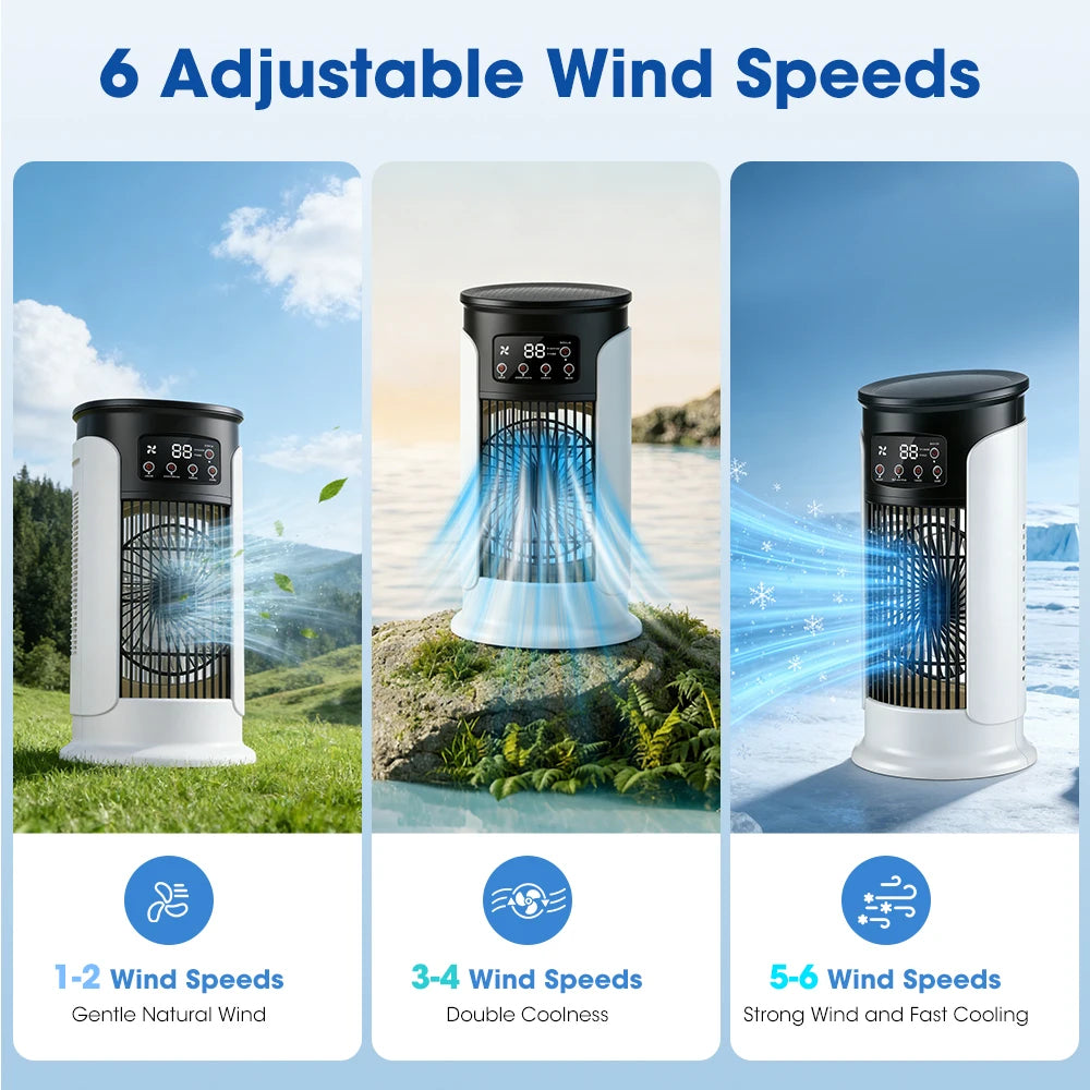 Desktop Air Conditioner Fan Portable Air Cooler Fan With LED Night Light Humidifier Mini Water & Ice Cooling Fan For Home Office