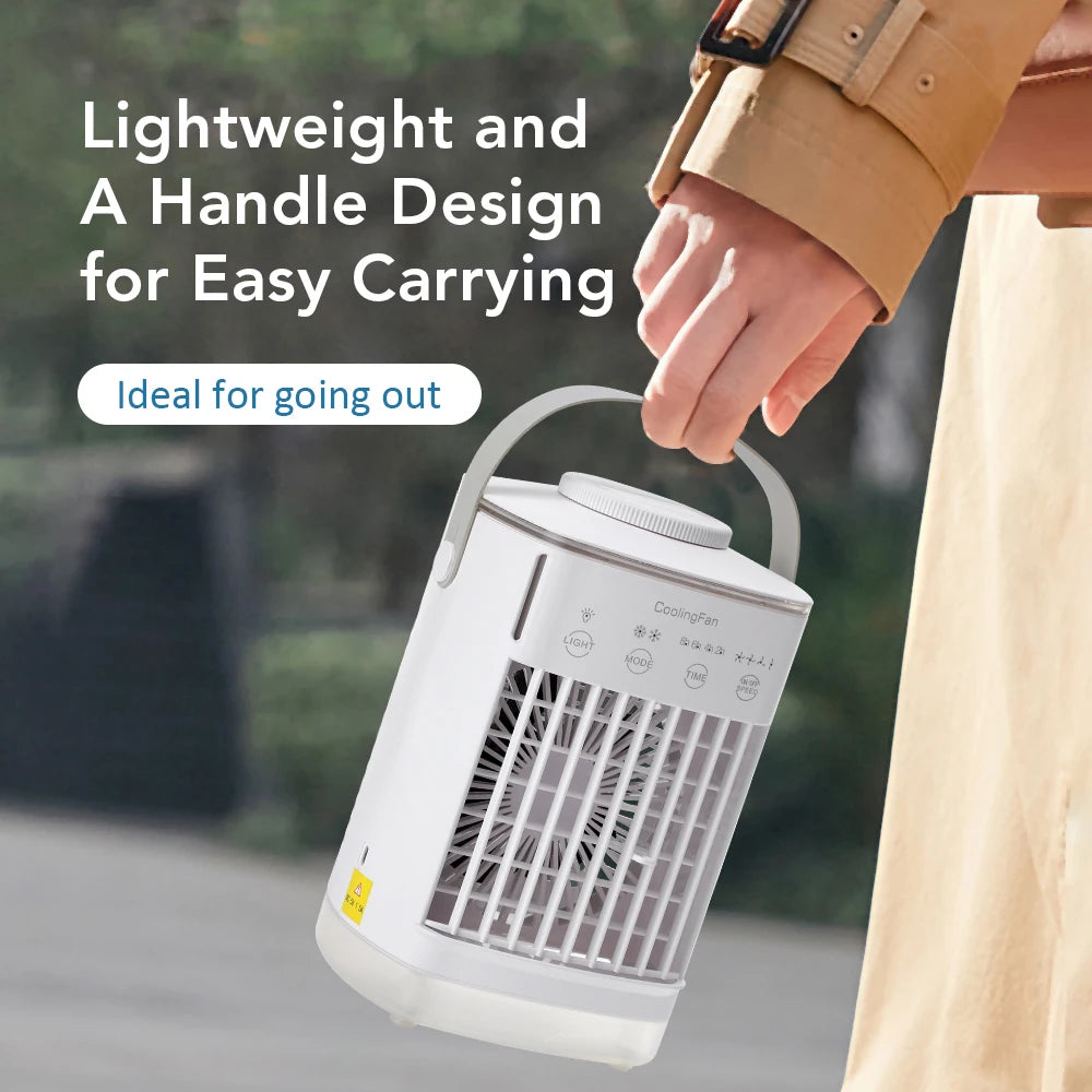 Desktop Air Conditioner Fan Portable Air Cooler Fan With LED Night Light Humidifier Mini Water & Ice Cooling Fan For Home Office