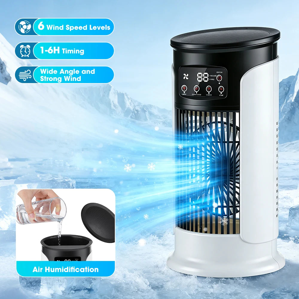 Desktop Air Conditioner Fan Portable Air Cooler Fan With LED Night Light Humidifier Mini Water & Ice Cooling Fan For Home Office
