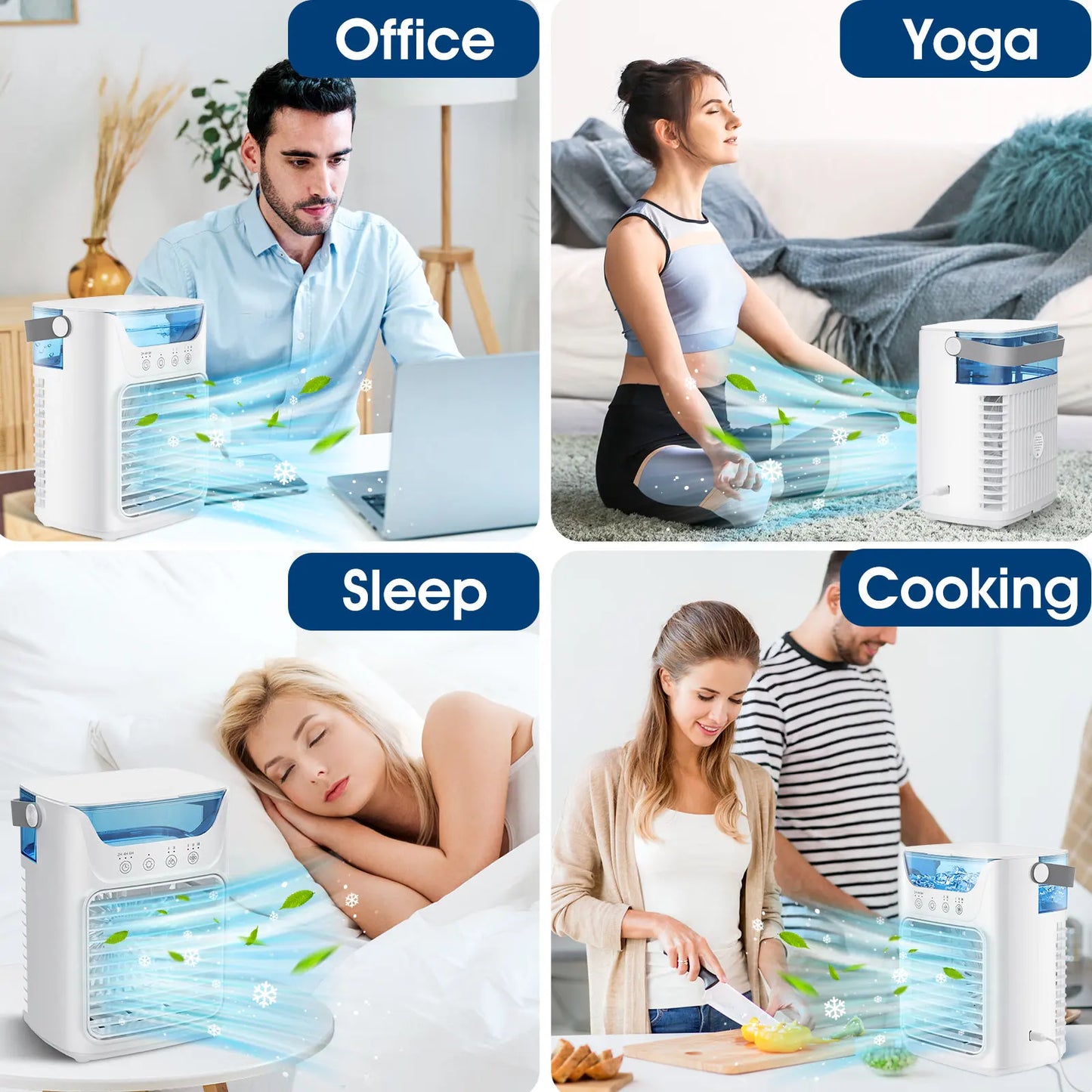 Desktop Air Conditioner Fan Portable Air Cooler Fan With LED Night Light Humidifier Mini Water & Ice Cooling Fan For Home Office